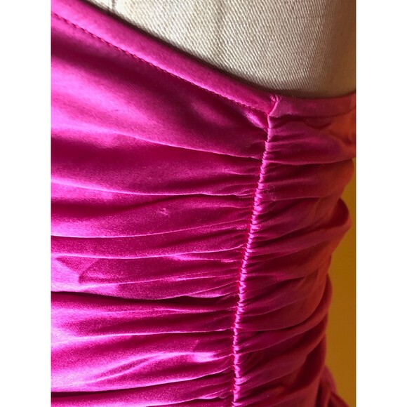 Y2K D & G. DOLCE & GABBANA SILK Ruched Pink Halter Top W/Exposed Zipper. As Is - Picture 6 of 10